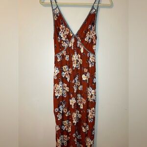 Rust floral print maxi dress